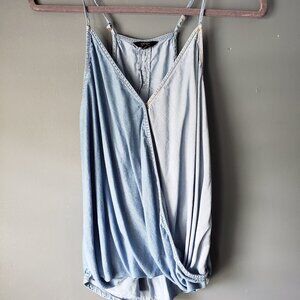 1250 degrees Celsius denim faux wrap sleeveless top Size Medium